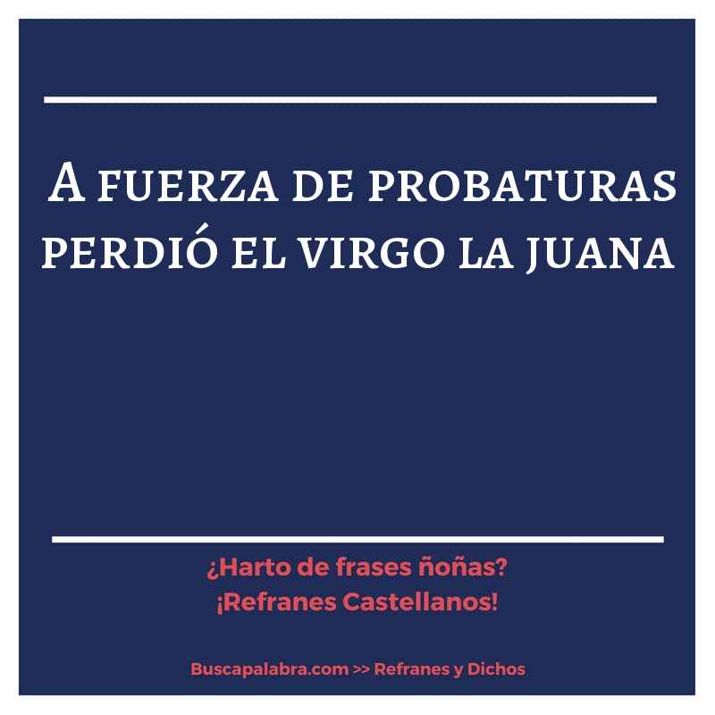 a fuerza de probaturas perdió el virgo la juana - Refrán Español