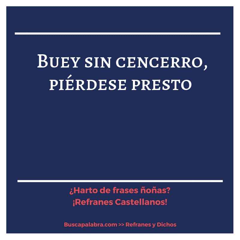 buey sin cencerro, piérdese presto - Refrán Español