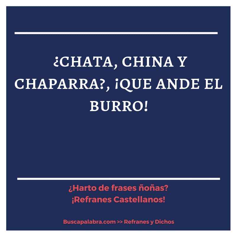 ¿chata, china y chaparra?, ¡que ande el burro! - Refrán Español