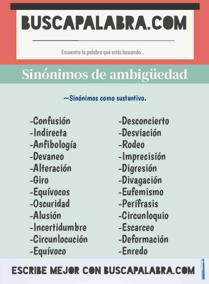 Sinónimos Y Antónimos De Ambigüedad 40 Sinónimos Y 2 Antónimos Para
