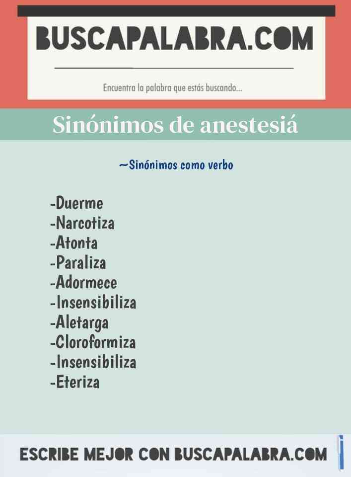 Sinónimo de anestesiá