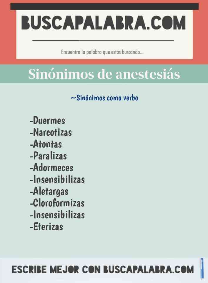 Sinónimo de anestesiás