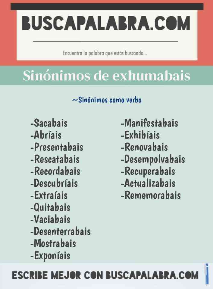 Sinónimo de exhumabais