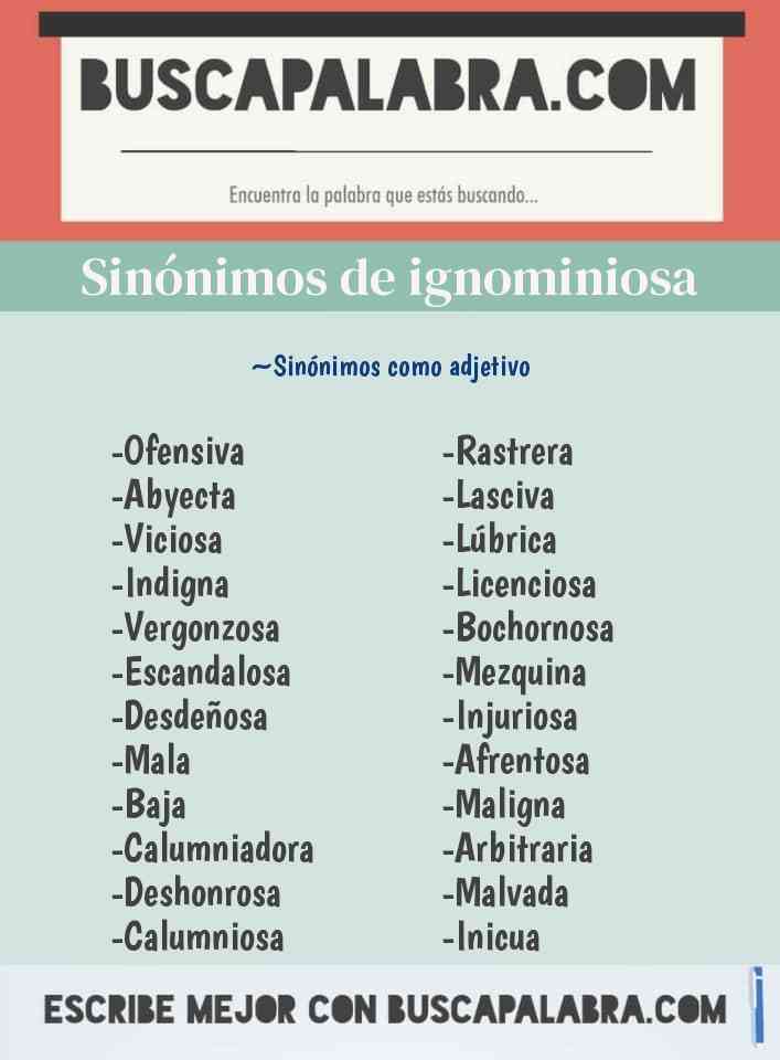 Sinónimos y Antónimos de Ignominiosa - 27 Sinónimos y 3 Antónimos para  Ignominiosa