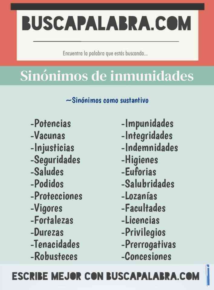 Sinónimo de inmunidades