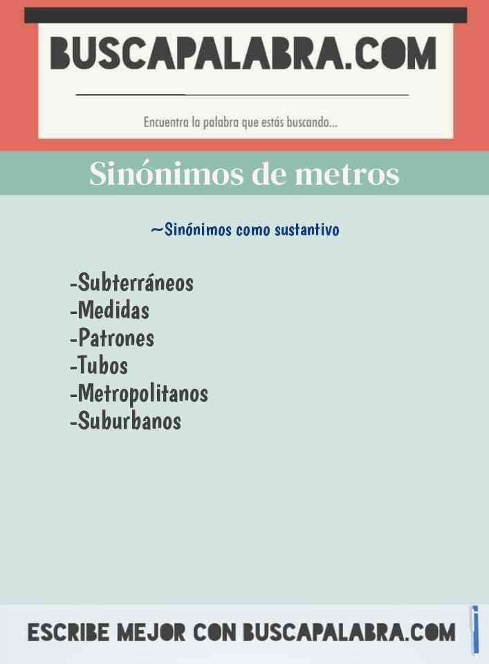 Sinónimos y Antónimos de Metros - 6 Sinónimos y Antónimos para Metros