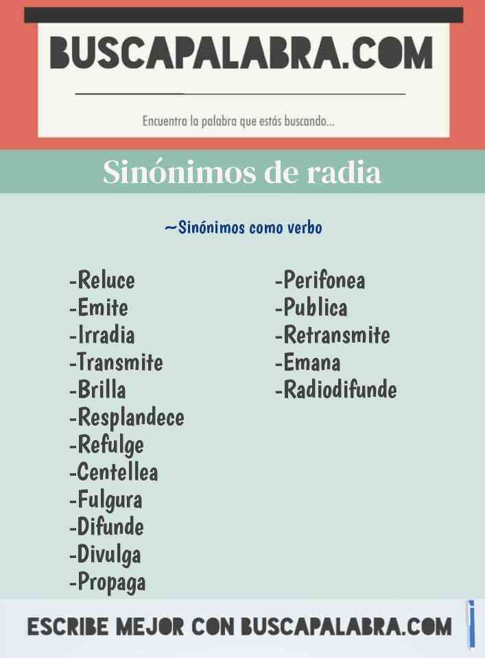 Sinónimo de radia