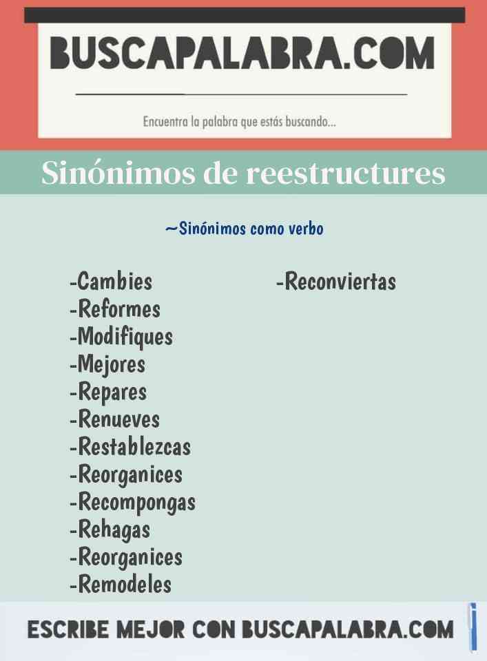 Sinónimo de reestructures