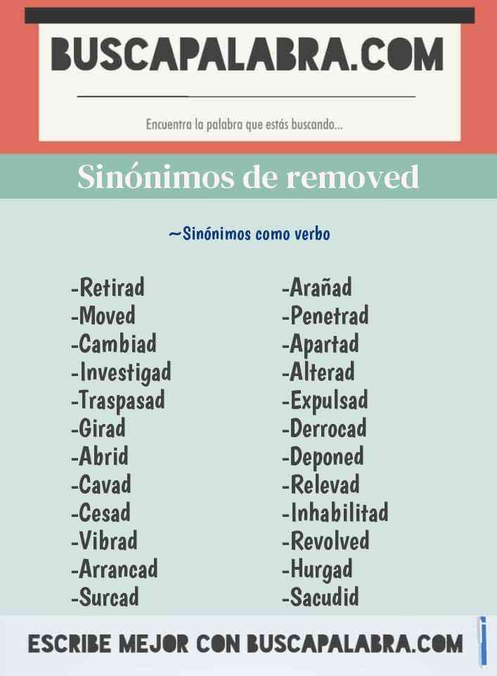 Sinónimo de removed