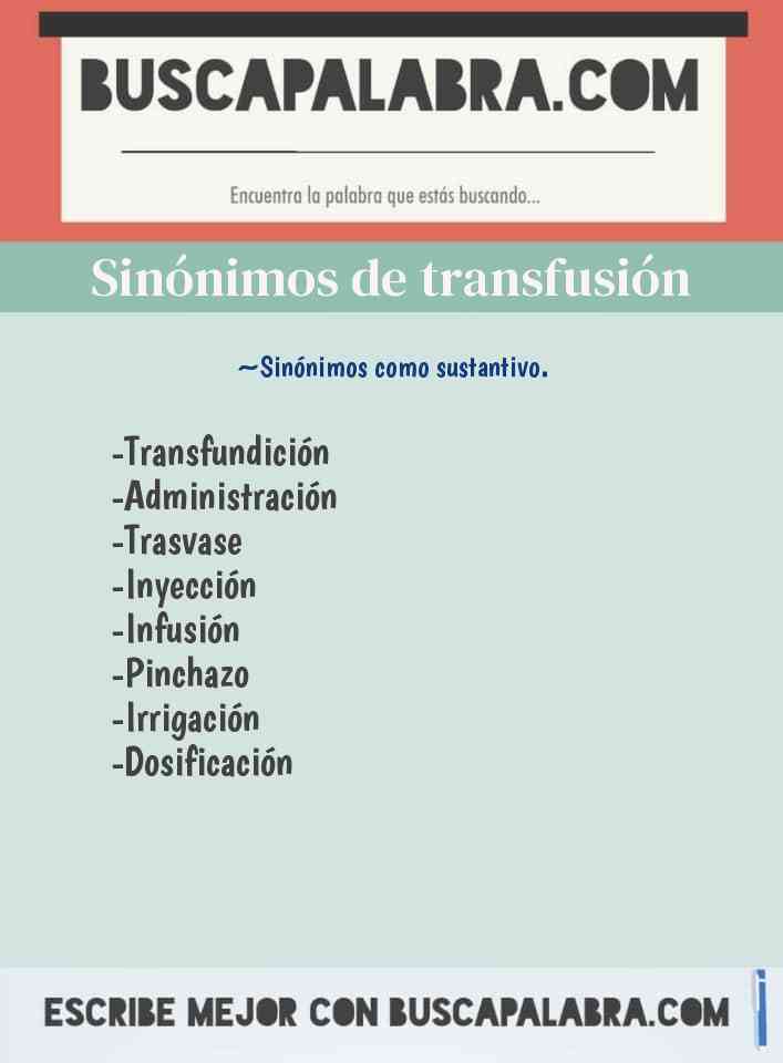 Sinónimo de transfusión