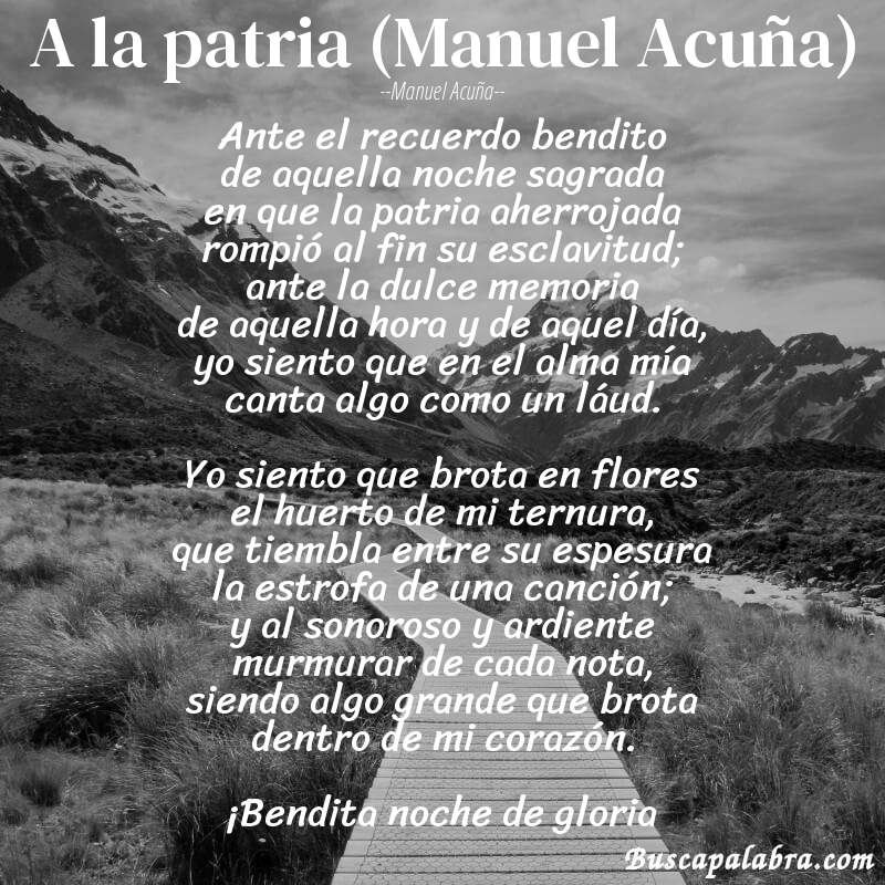 Poema A la patria (Manuel Acuña) de Manuel Acuña con fondo de paisaje