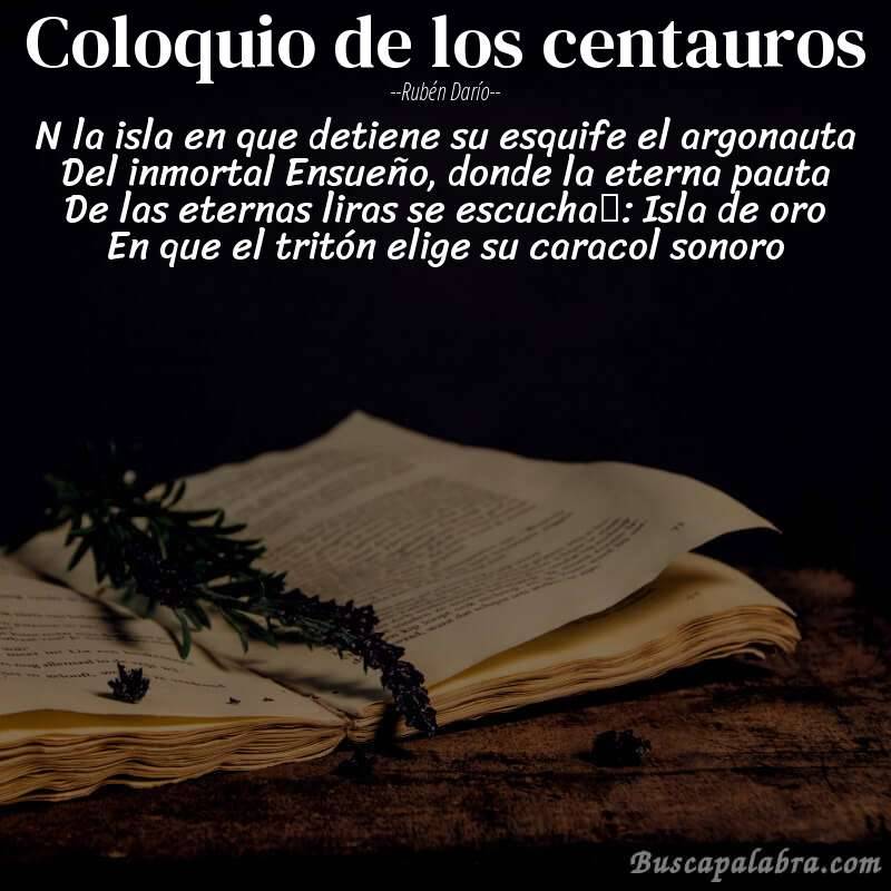 Poema Coloquio de los centauros de Rubén Darío con fondo de libro