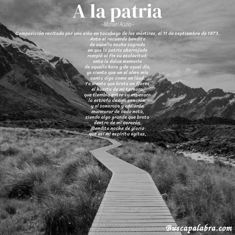 Poema a la patria de Manuel Acuña con fondo de paisaje