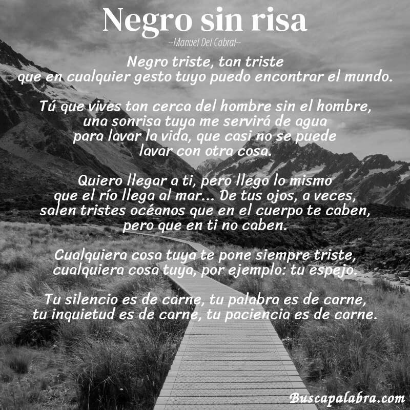 Poema negro sin risa de Manuel del Cabral con fondo de paisaje
