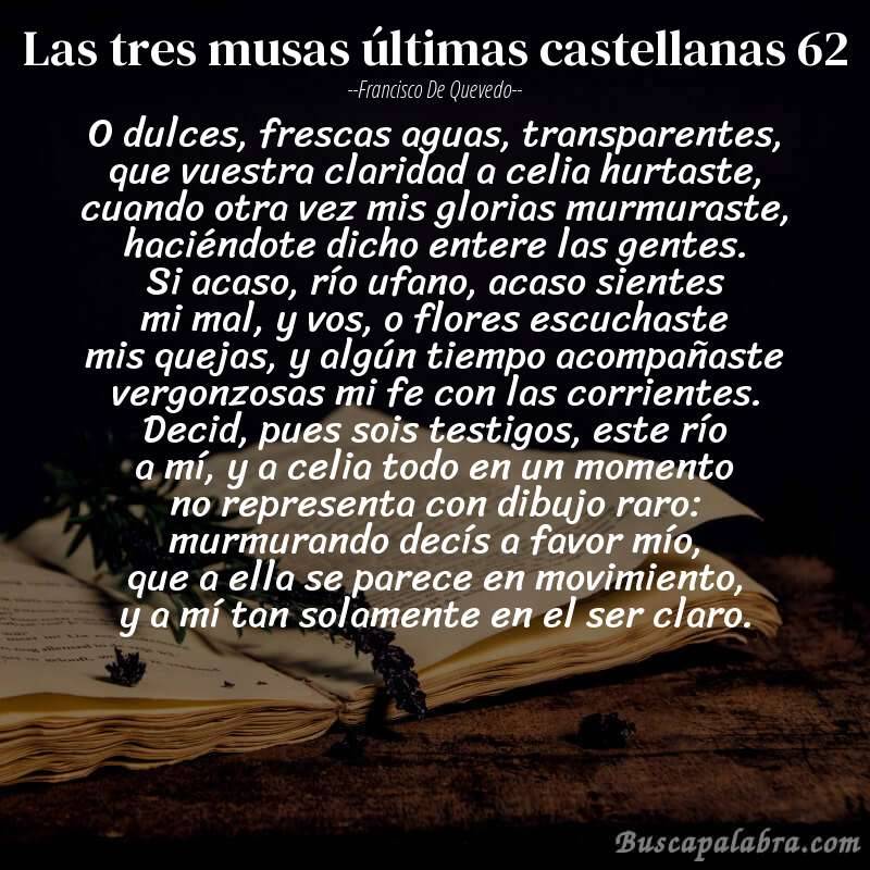 Poema las tres musas últimas castellanas 62 de Francisco de Quevedo con fondo de libro