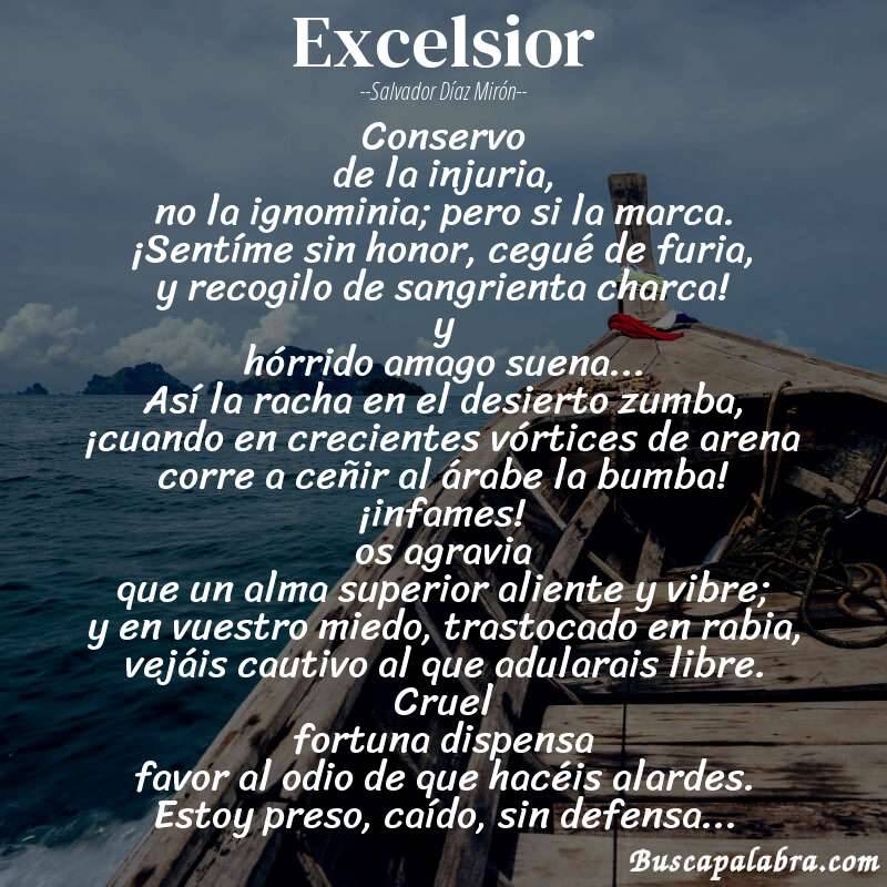 Poema excelsior de Salvador Díaz Mirón con fondo de barca