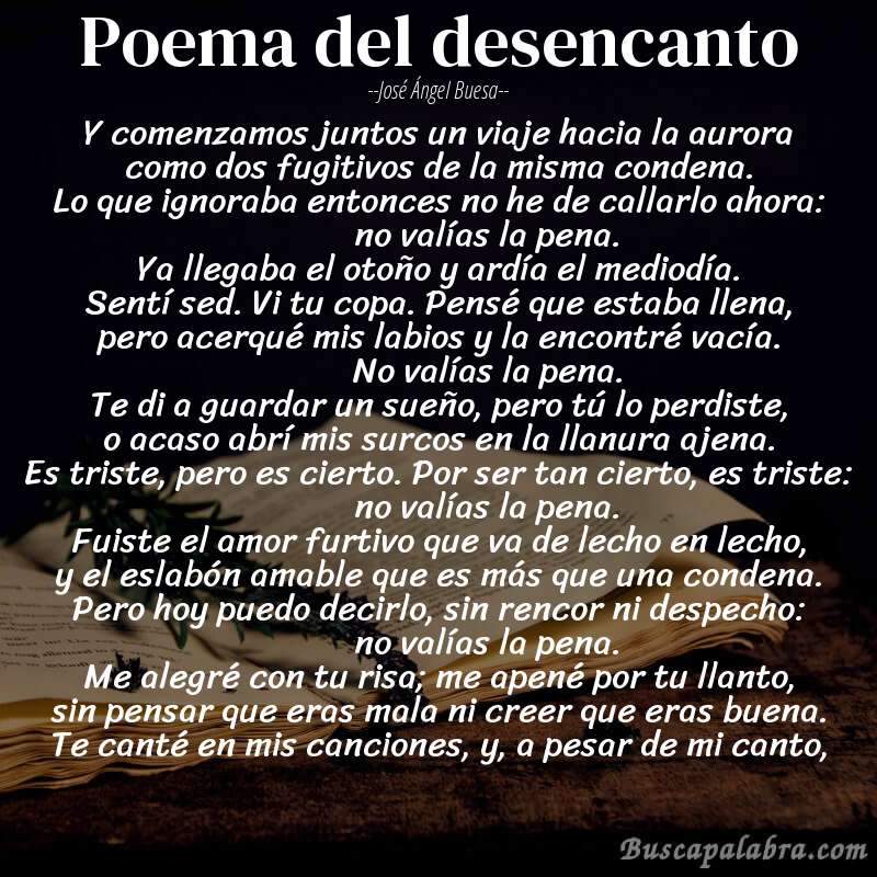 Poema poema del desencanto de José Ángel Buesa con fondo de libro