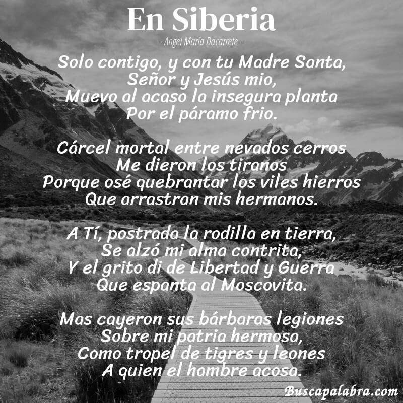 Poema En Siberia de Angel María Dacarrete con fondo de paisaje