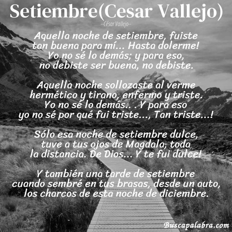 Poema Setiembre(Cesar Vallejo) de César Vallejo con fondo de paisaje