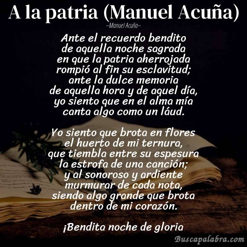 Poema A la patria (Manuel Acuña) de Manuel Acuña con fondo de libro