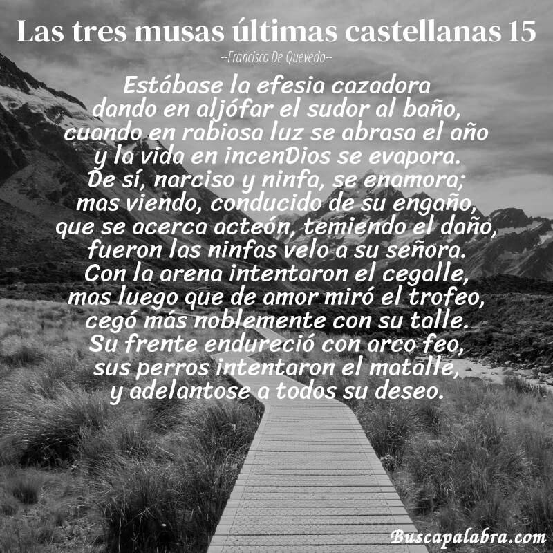 Poema las tres musas últimas castellanas 15 de Francisco de Quevedo con fondo de paisaje