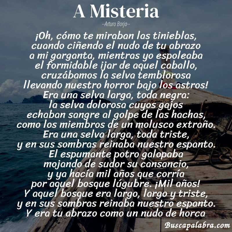 Poema A Misteria de Arturo Borja con fondo de barca