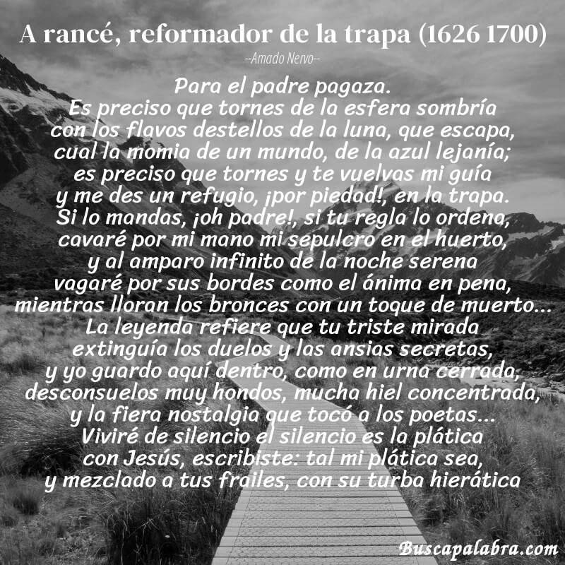 Poema a rancé, reformador de la trapa (1626 1700) de Amado Nervo con fondo de paisaje