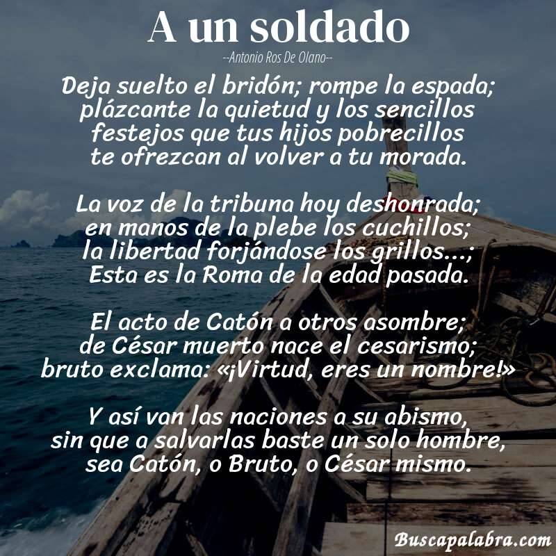 Poema A un soldado de Antonio Ros de Olano con fondo de barca