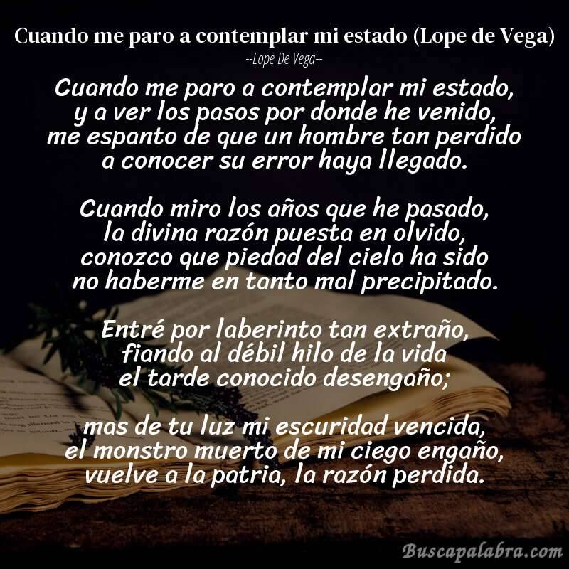 Poema Cuando me paro a contemplar mi estado (Lope de Vega) de Lope de Vega con fondo de libro