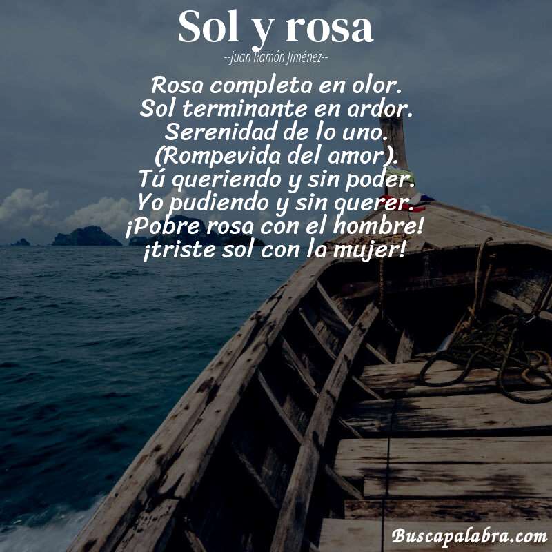 Poema sol y rosa de Juan Ramón Jiménez con fondo de barca