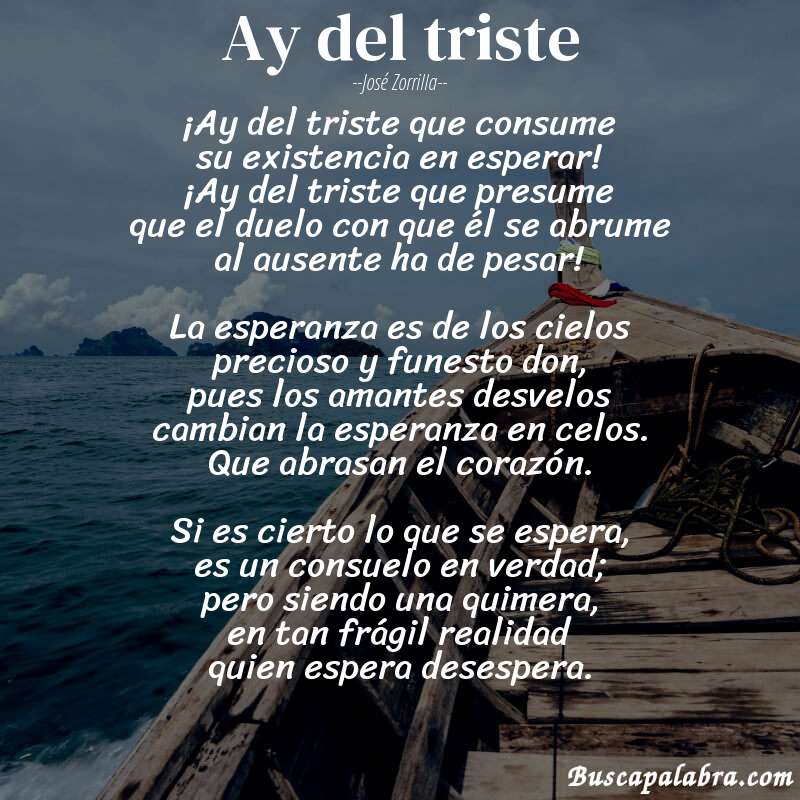 Poema Ay del triste de José Zorrilla con fondo de barca