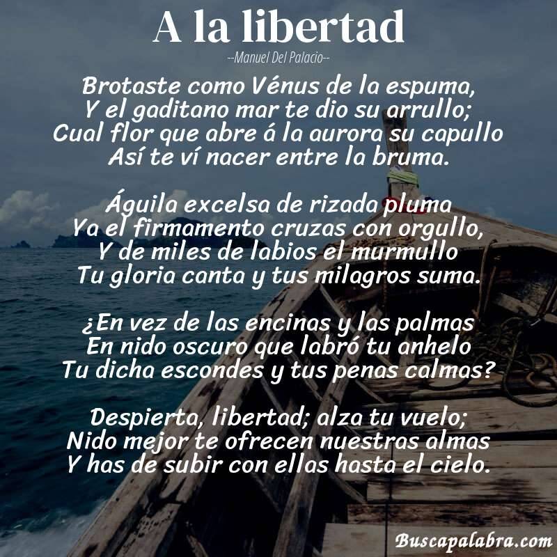 Poema A la libertad de Manuel del Palacio con fondo de barca