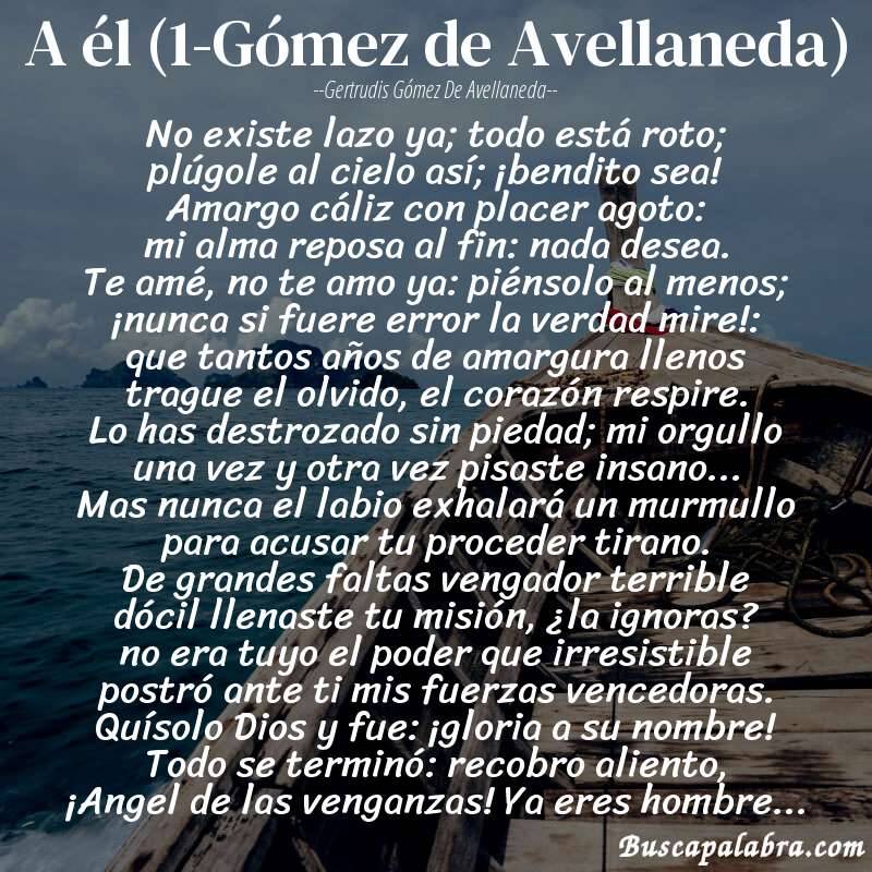 Poema A él (1-Gómez de Avellaneda) de Gertrudis Gómez de Avellaneda con fondo de barca