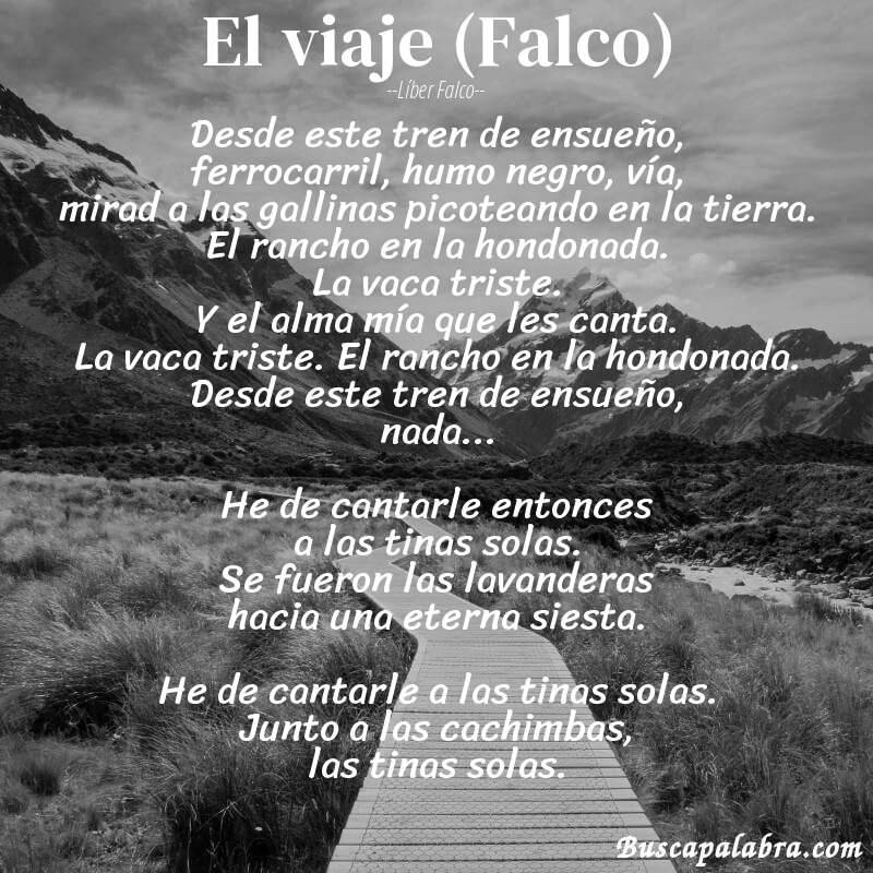 Poema El viaje (Falco) de Líber Falco con fondo de paisaje