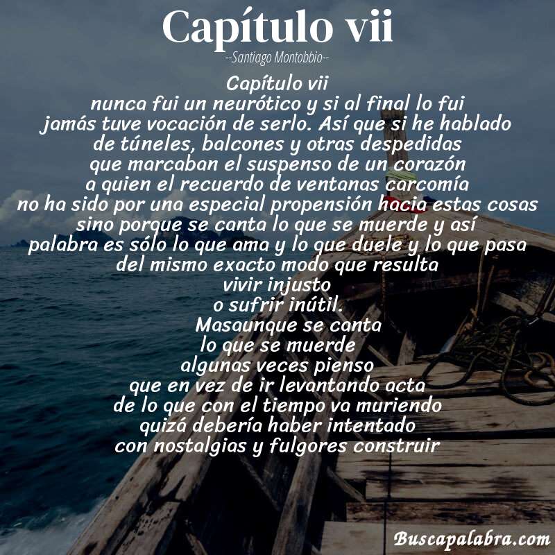 Poema capítulo vii de Santiago Montobbio con fondo de barca
