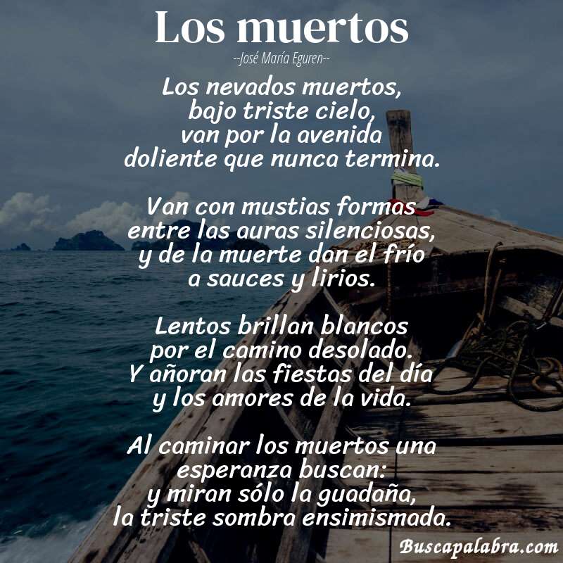 Poema los muertos de José María Eguren con fondo de barca