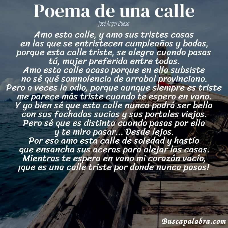 Poema poema de una calle de José Ángel Buesa con fondo de barca