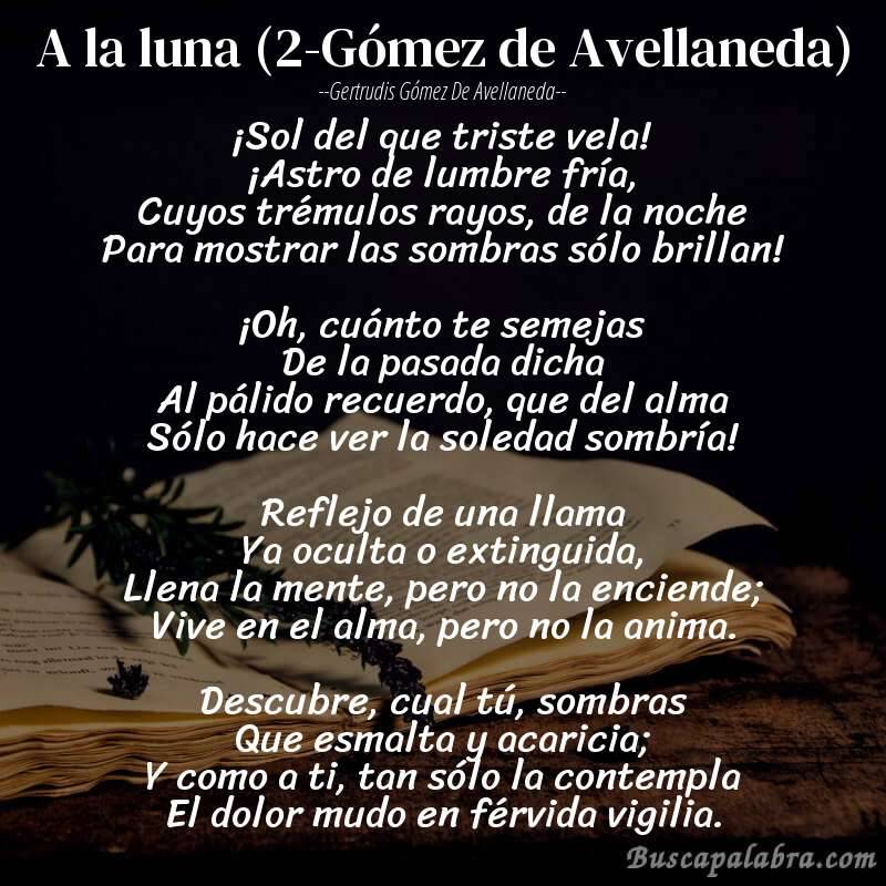 Poema A la luna (2-Gómez de Avellaneda) de Gertrudis Gómez de Avellaneda con fondo de libro